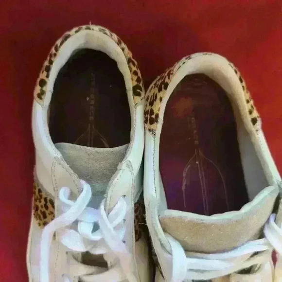 AIR & GRACE CRU LEATHER TRAINERS - WHITE & CHEETAH SNEAKERS - Picture 7 of 8